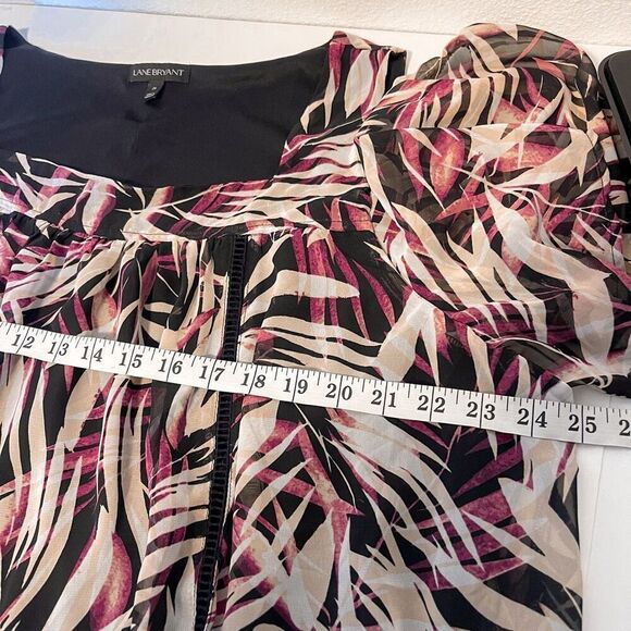 Lane Bryant Palm Open Shoulder Blouse 24 - Picture 7 of 7